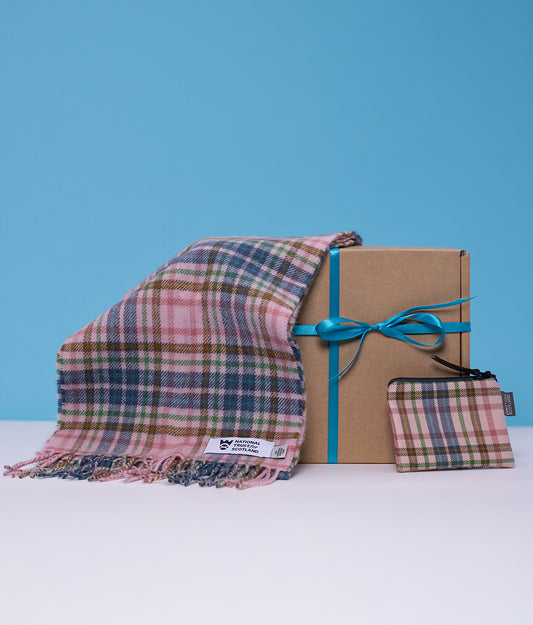 Pink Castle Tartan Lambswool Scarf & Purse Gift Box
