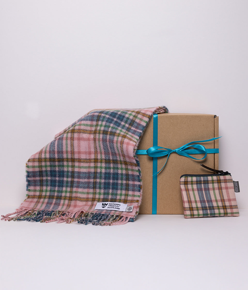 Pink Castle Tartan Lambswool Scarf & Purse Gift Box