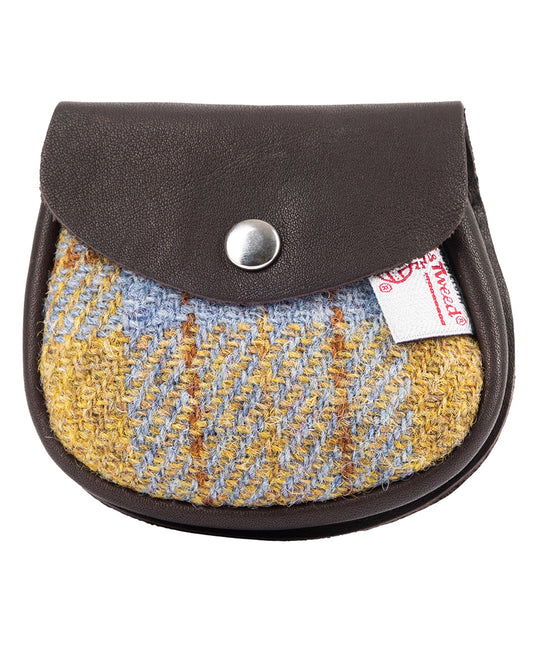 Harris Tweed and Deerskin Leather Purse in Yellow Plaid