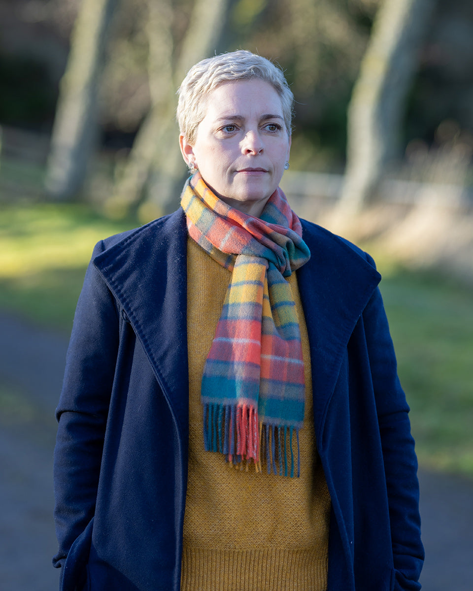 Antique Buchanan Tartan Cashmere Scarf By Johnstons Of Elgin