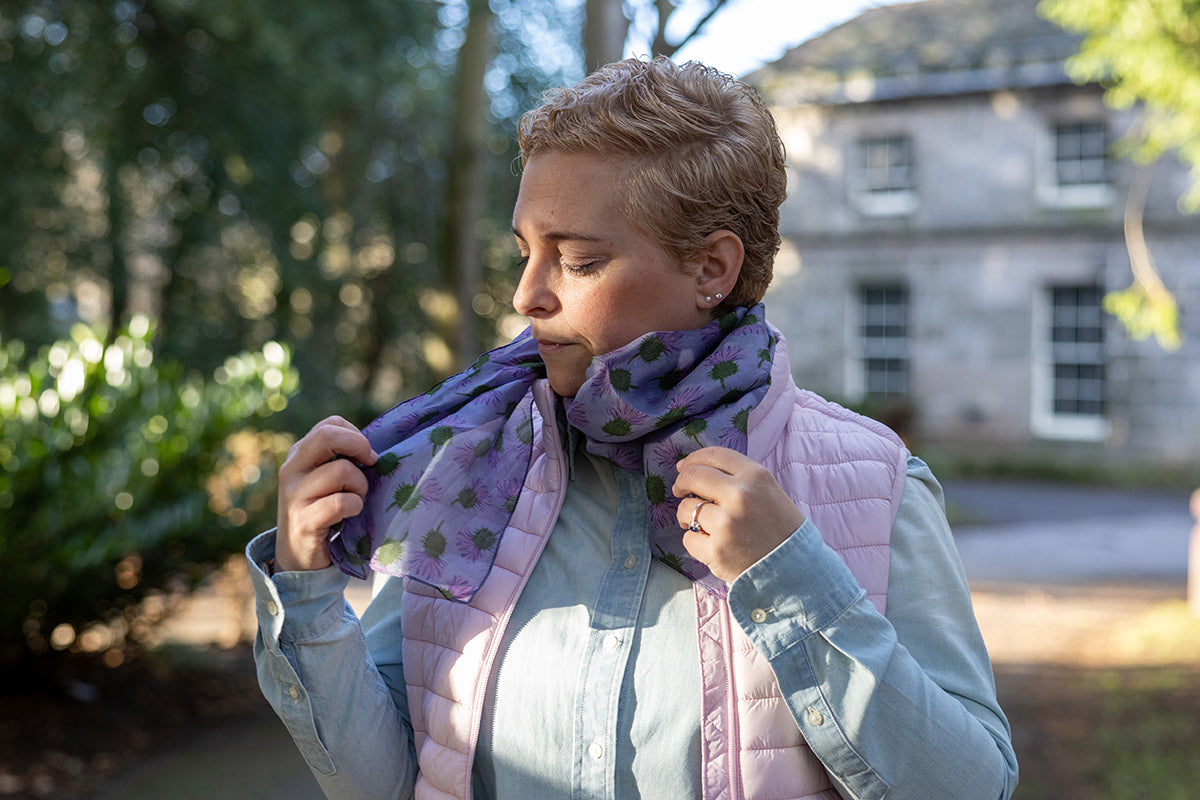 Lilac Thistle Silk Scarf