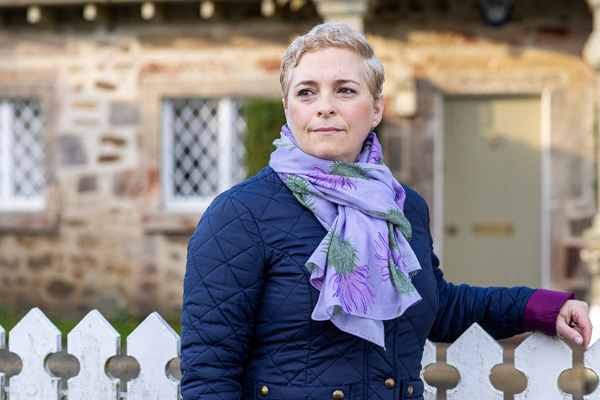 Lilac Thistle Cotton Scarf