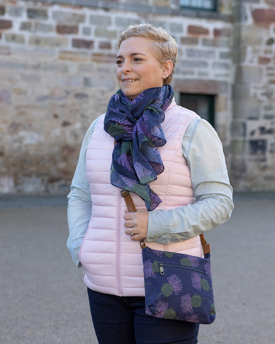 Purple Thistle Cross Body Bag