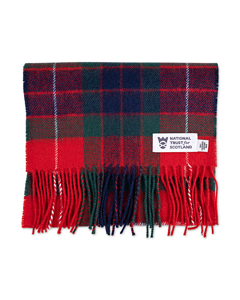 Bowhill Fraser Red Modern Tartan Lambswool Scarf