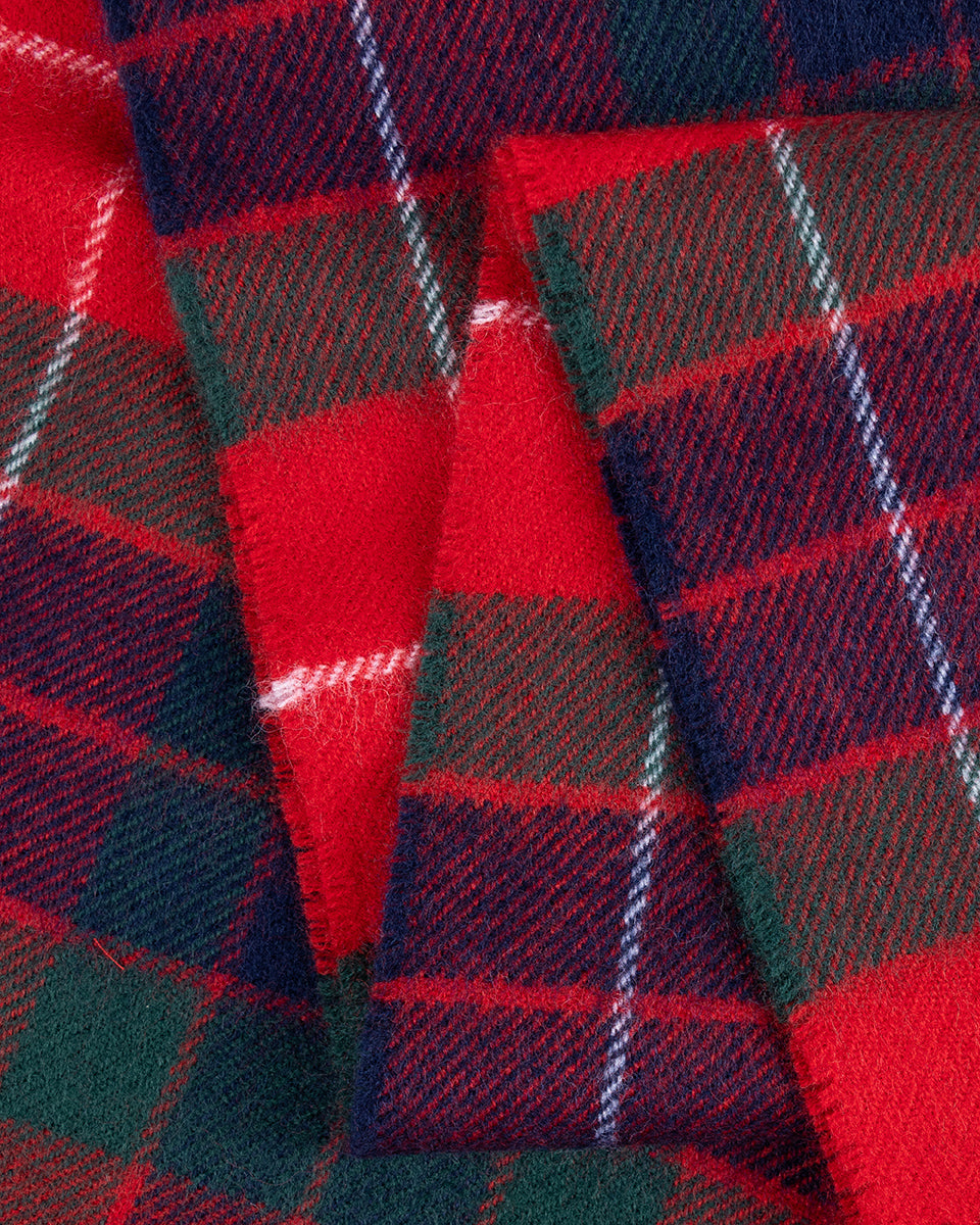 Bowhill Fraser Red Modern Tartan Lambswool Scarf