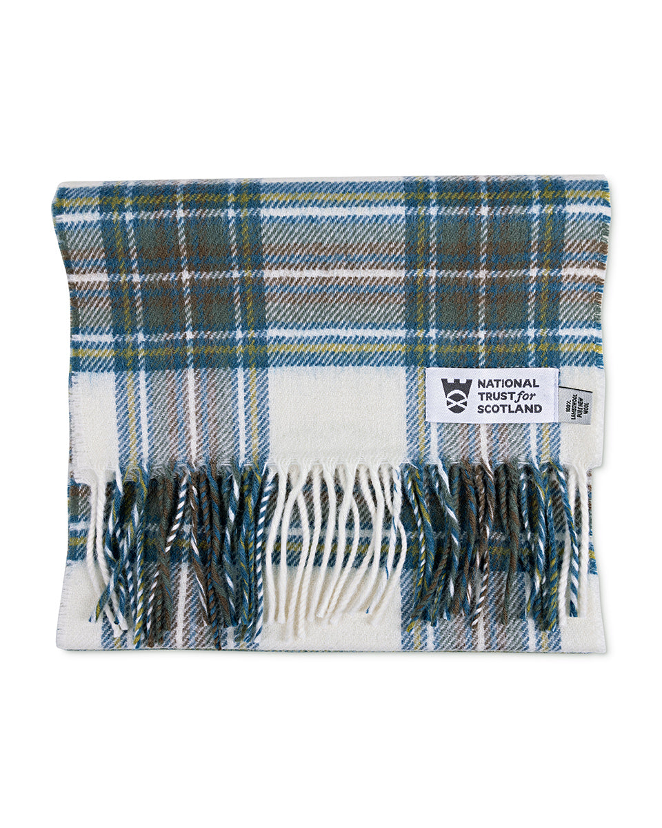 Bowhill Stewart Blue Dress Tartan Lambswool Scarf