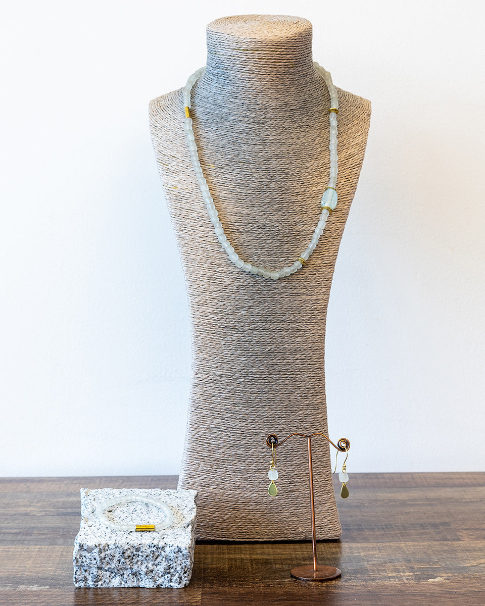 Just Trade Recycled Glass Necklace - Mist