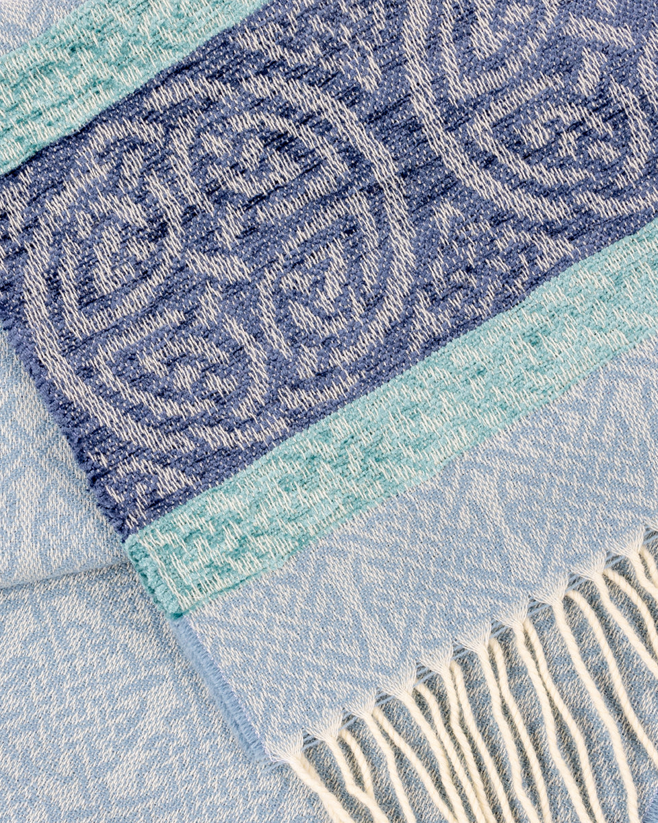 Celtic Border Alaska Blue Jacquard Scarf