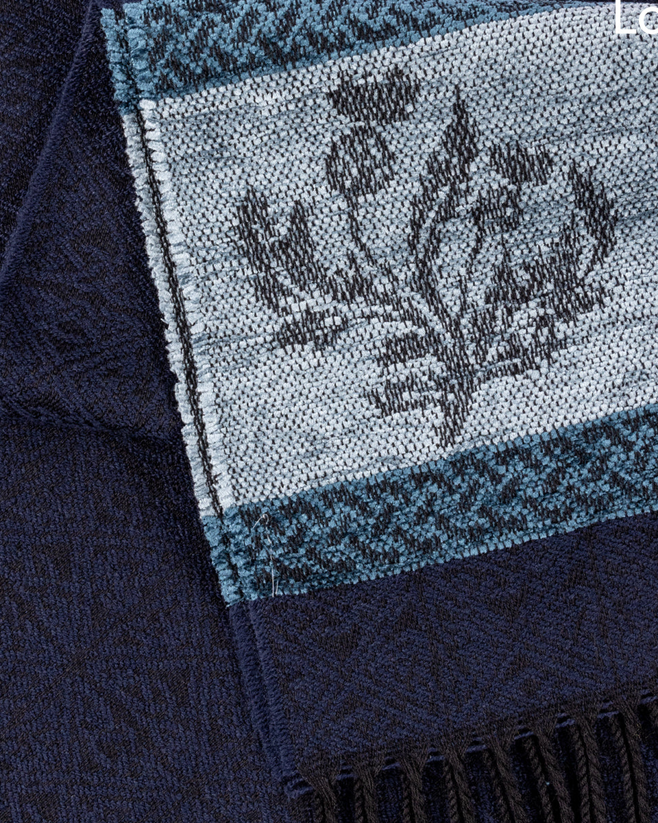 Celtic Scarf in Navy with Thistle Design