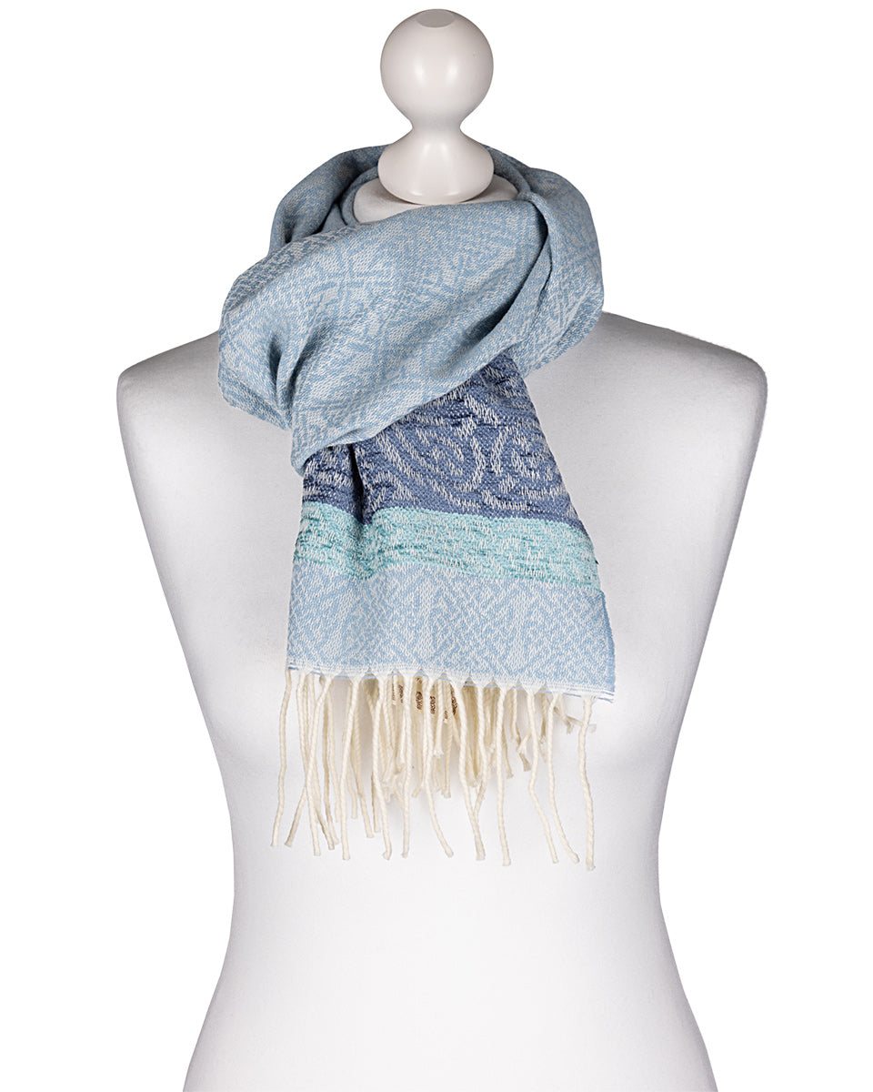 Celtic Border Alaska Blue Jacquard Scarf