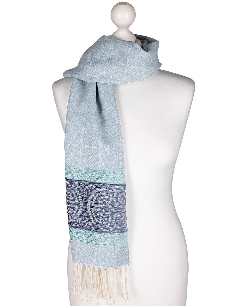 Celtic Border Alaska Blue Jacquard Scarf