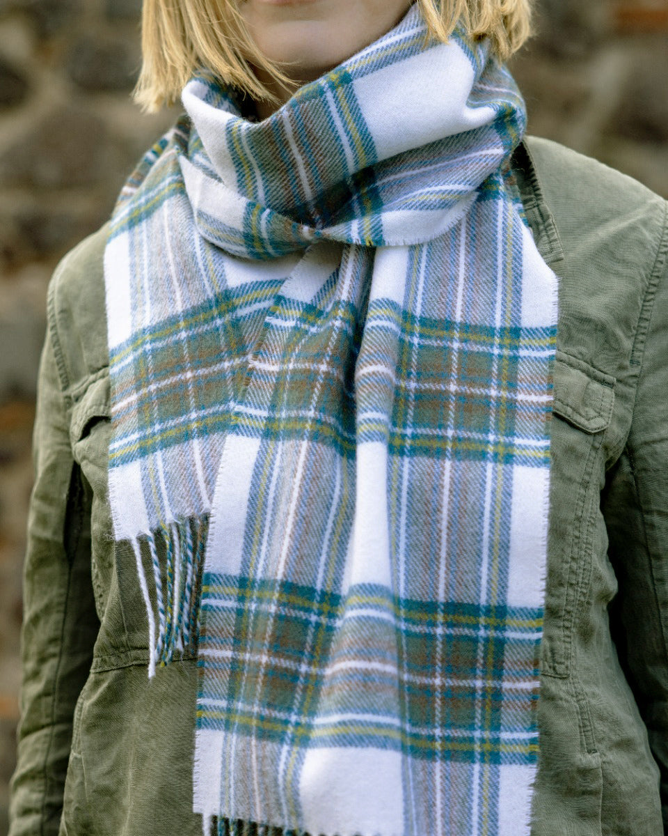 Bowhill Stewart Blue Dress Tartan Lambswool Scarf