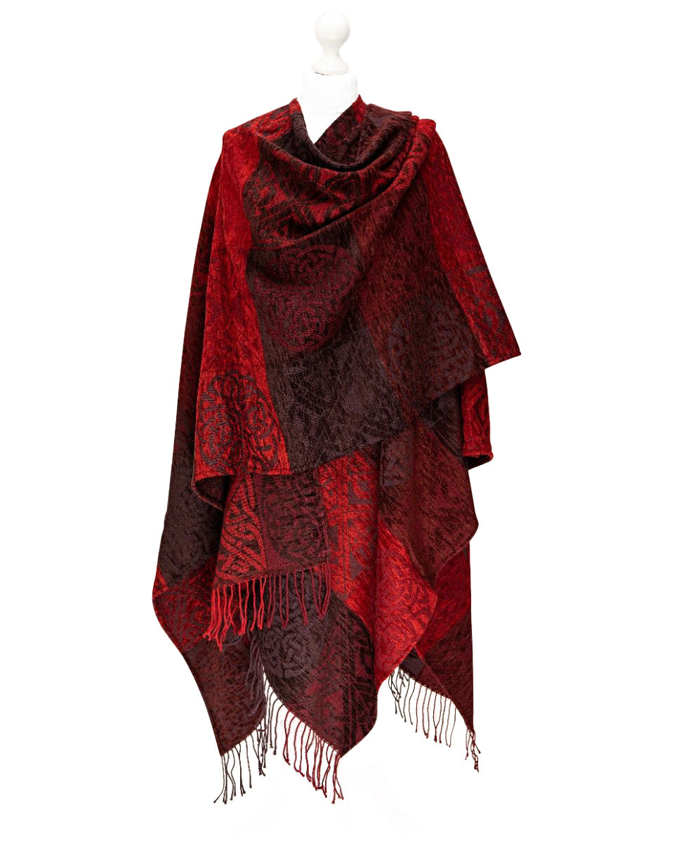 Celtic Ruana Wrap in Red