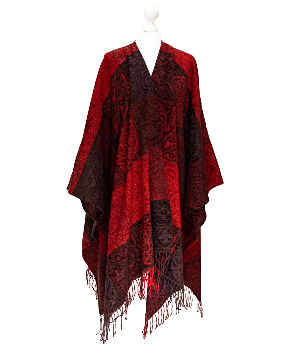 Celtic Ruana Wrap in Red