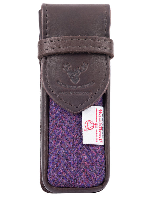 Purple Harris Tweed and Deerskin Leather Glasses Case