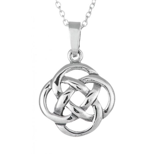 Sterling Silver Round Celtic Knot Pendant Necklace