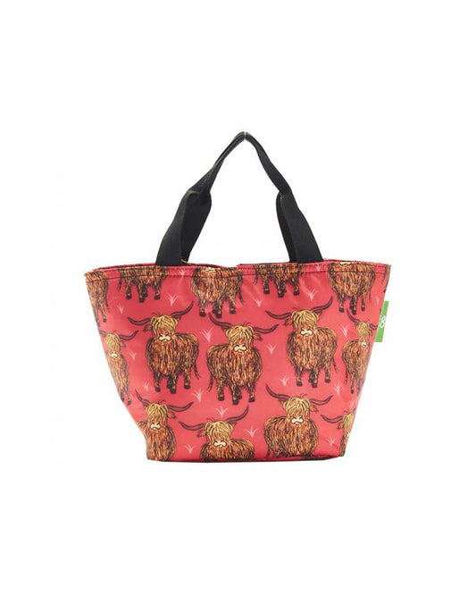 Eco Chic Highland Cow Lunch Bag - Red