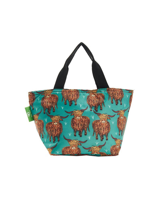 Eco Chic Highland Cow Lunch Bag - Teal