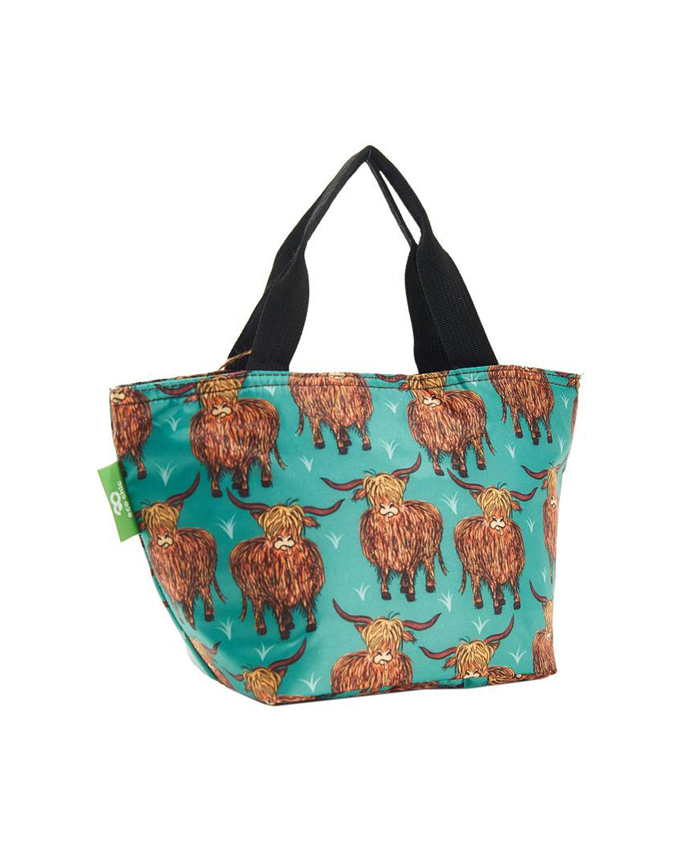 Eco Chic Highland Cow Lunch Bag - Teal