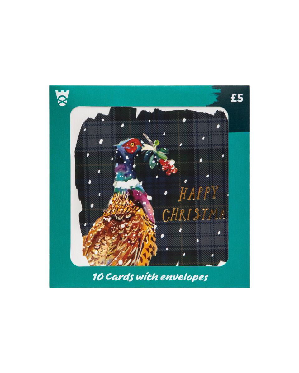 Pack of 10 Christmas Cards with Pheasant Design