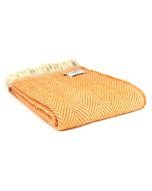 Recycled Wool Chevron Throw - Orange