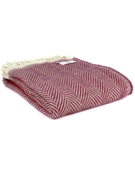 Recycled Wool Chevron Throw - Red