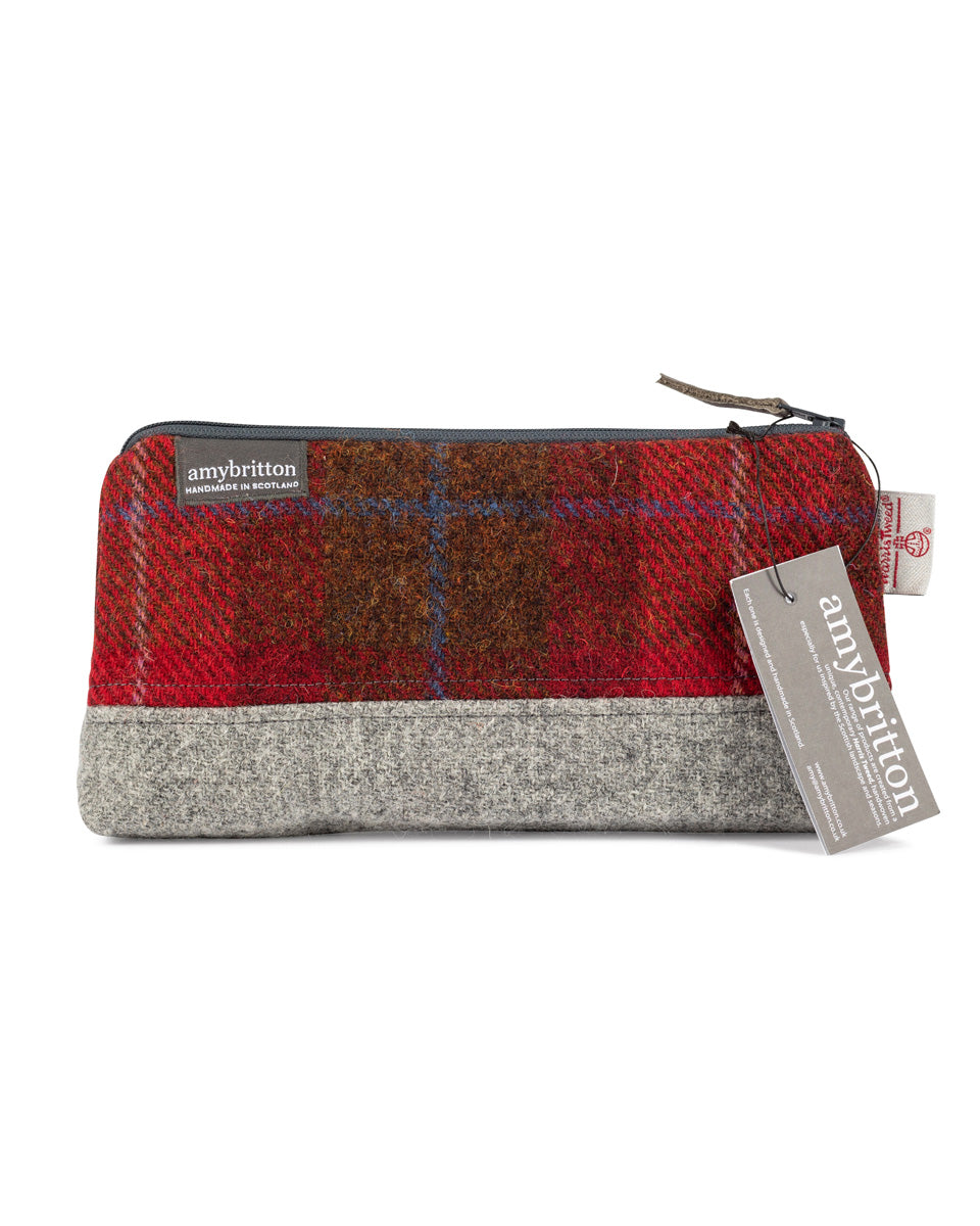 Red Harris Tweed Wash Bag - Amy Britton