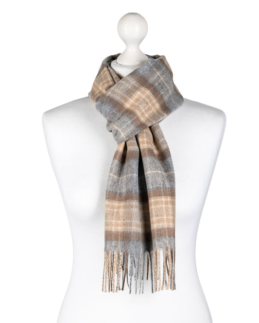 Mackellar Natural Tartan Cashmere Scarf y Johnstons of Elgin
