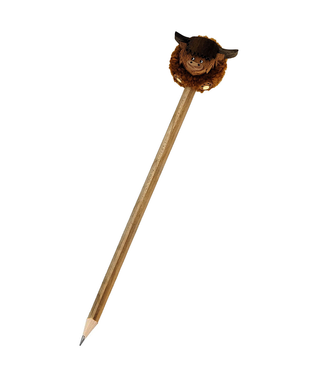 Highland Cow Pom Pom Pencil