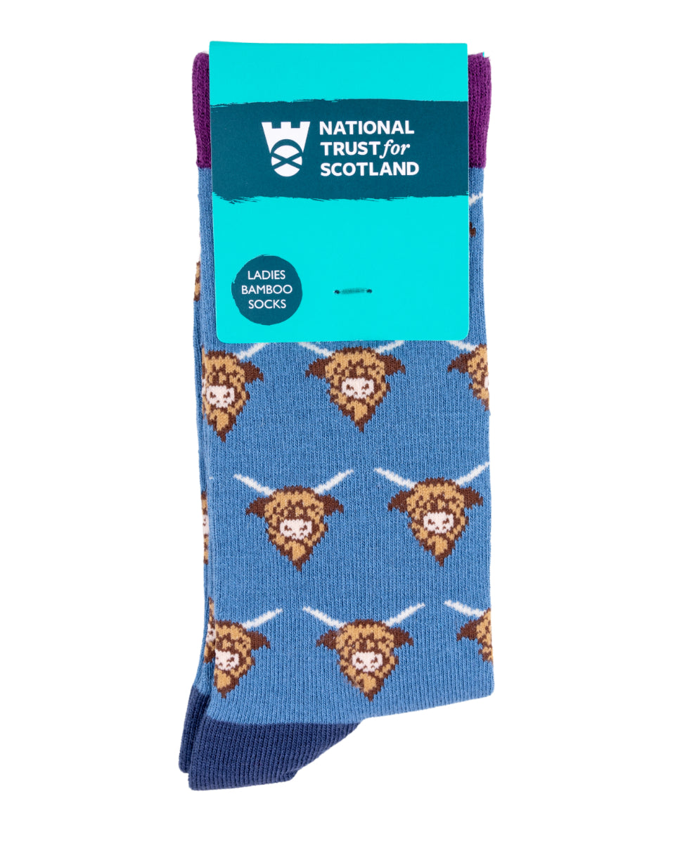 Women's Bamboo Socks With Highland Cow Pattern