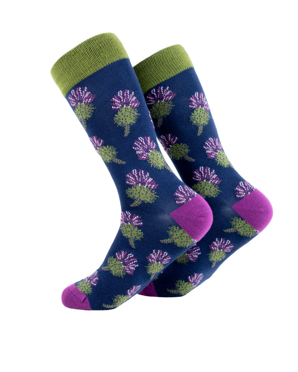 Men's Bamboo Socks with Scottish Thistle Pattern