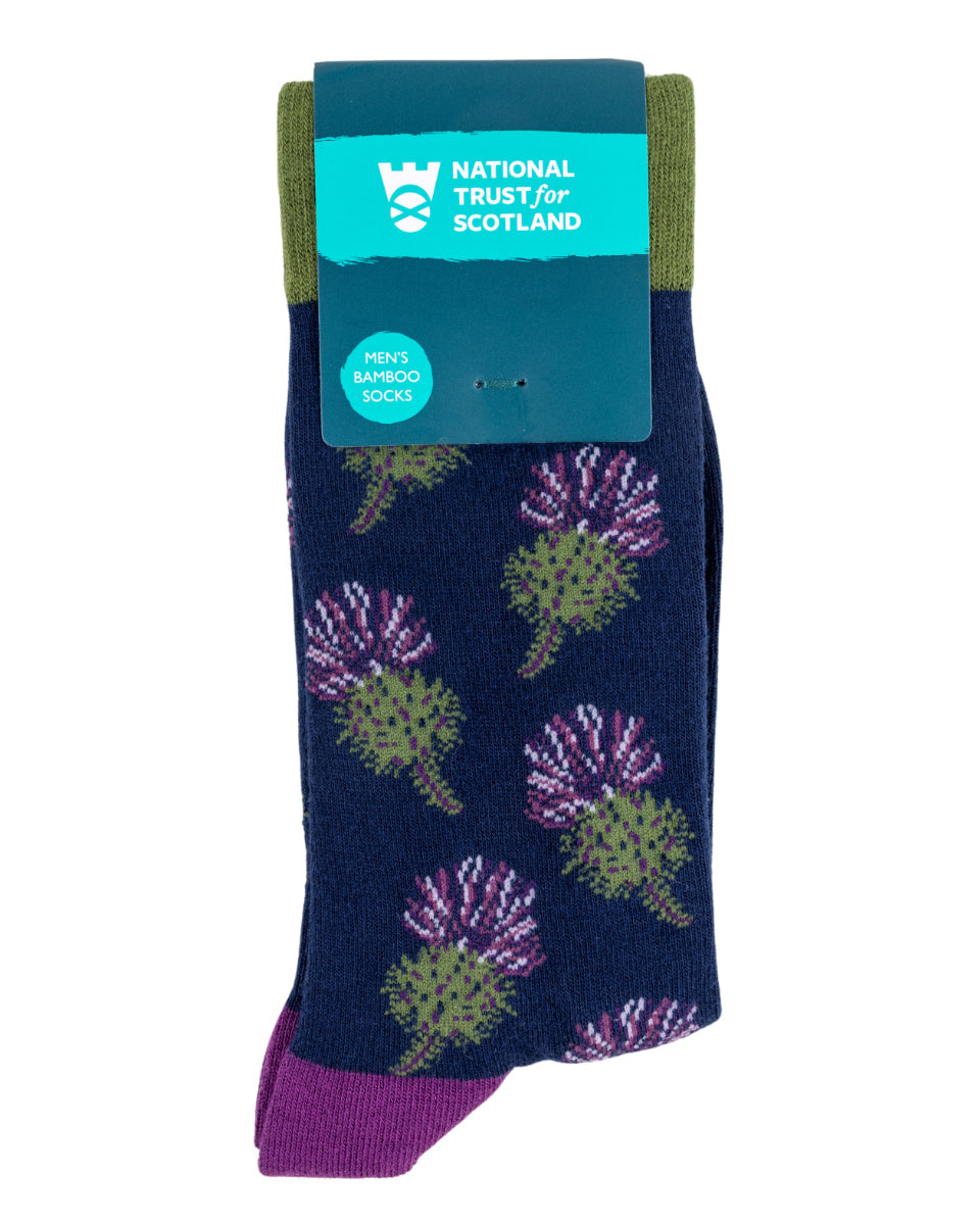 Men's Bamboo Socks with Scottish Thistle Pattern