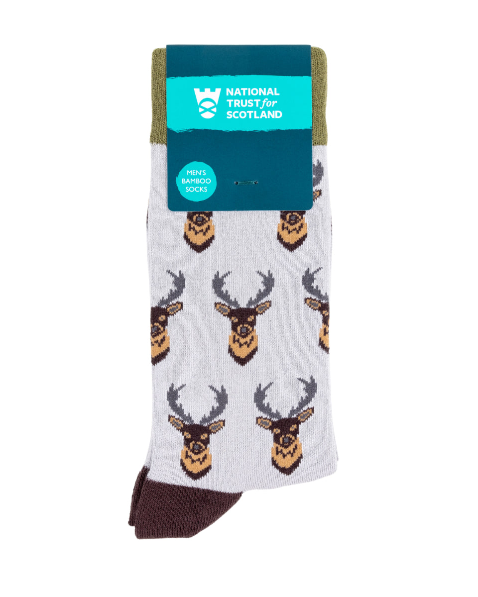 Men's Bamboo Socks with Highland Stag Pattern