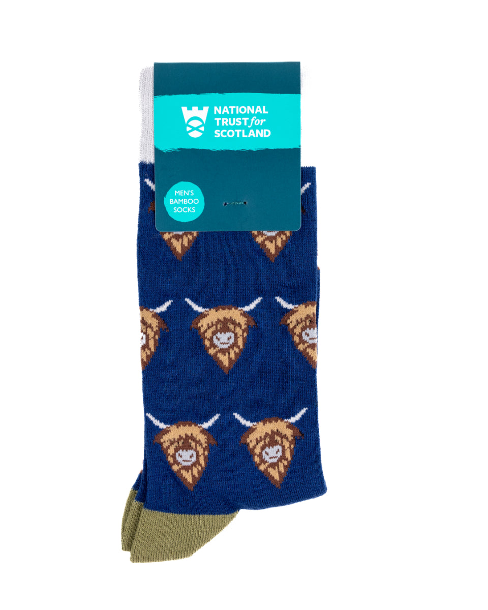 Men's Bamboo Socks with Highland Cow Pattern