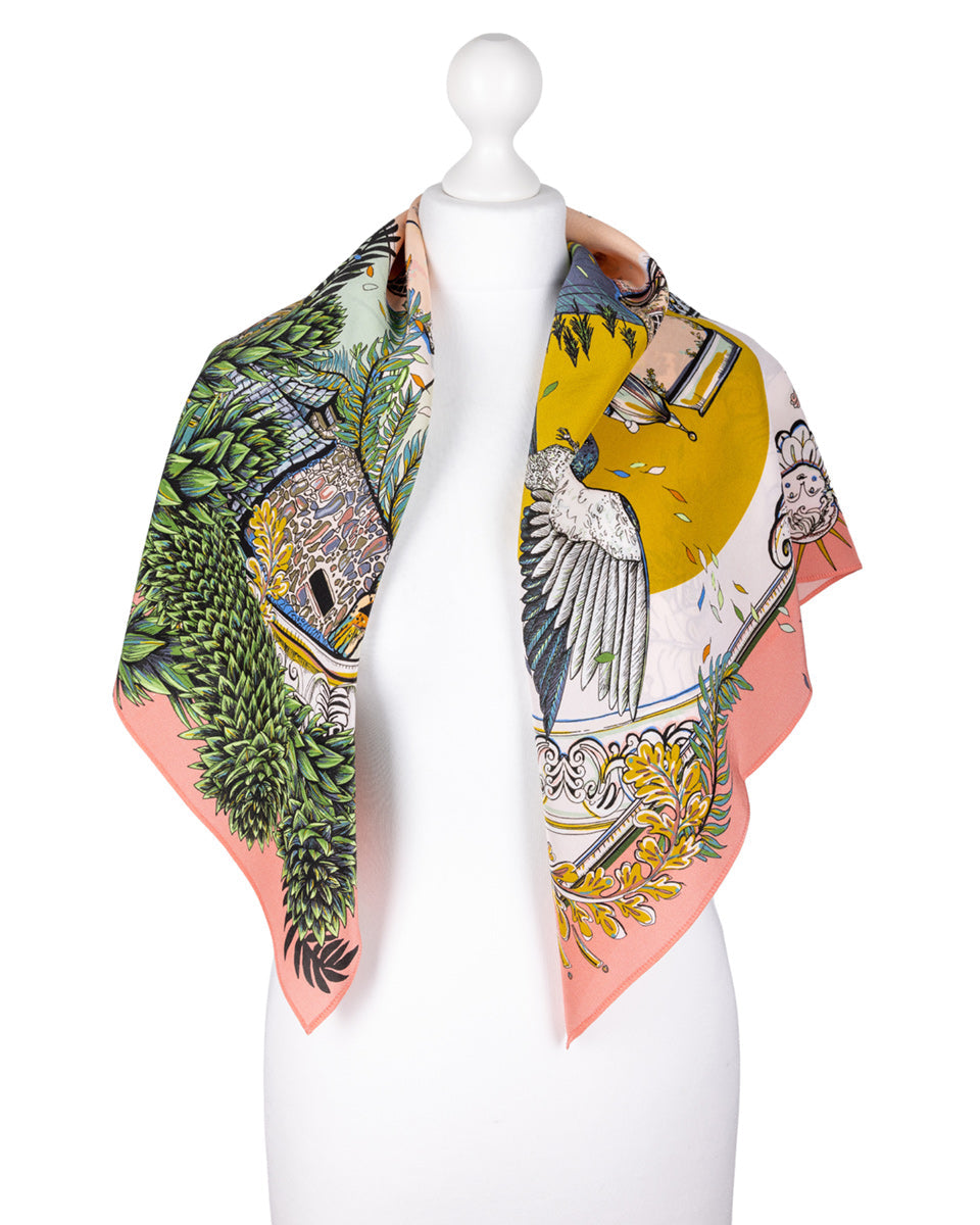 Pink Castle Silk Scarf by Helen Ruth