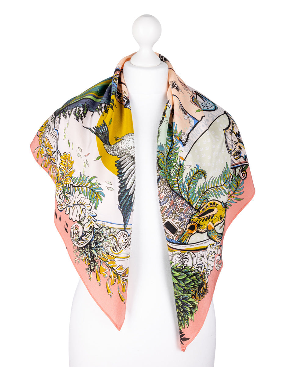 Pink Castle Silk Scarf by Helen Ruth