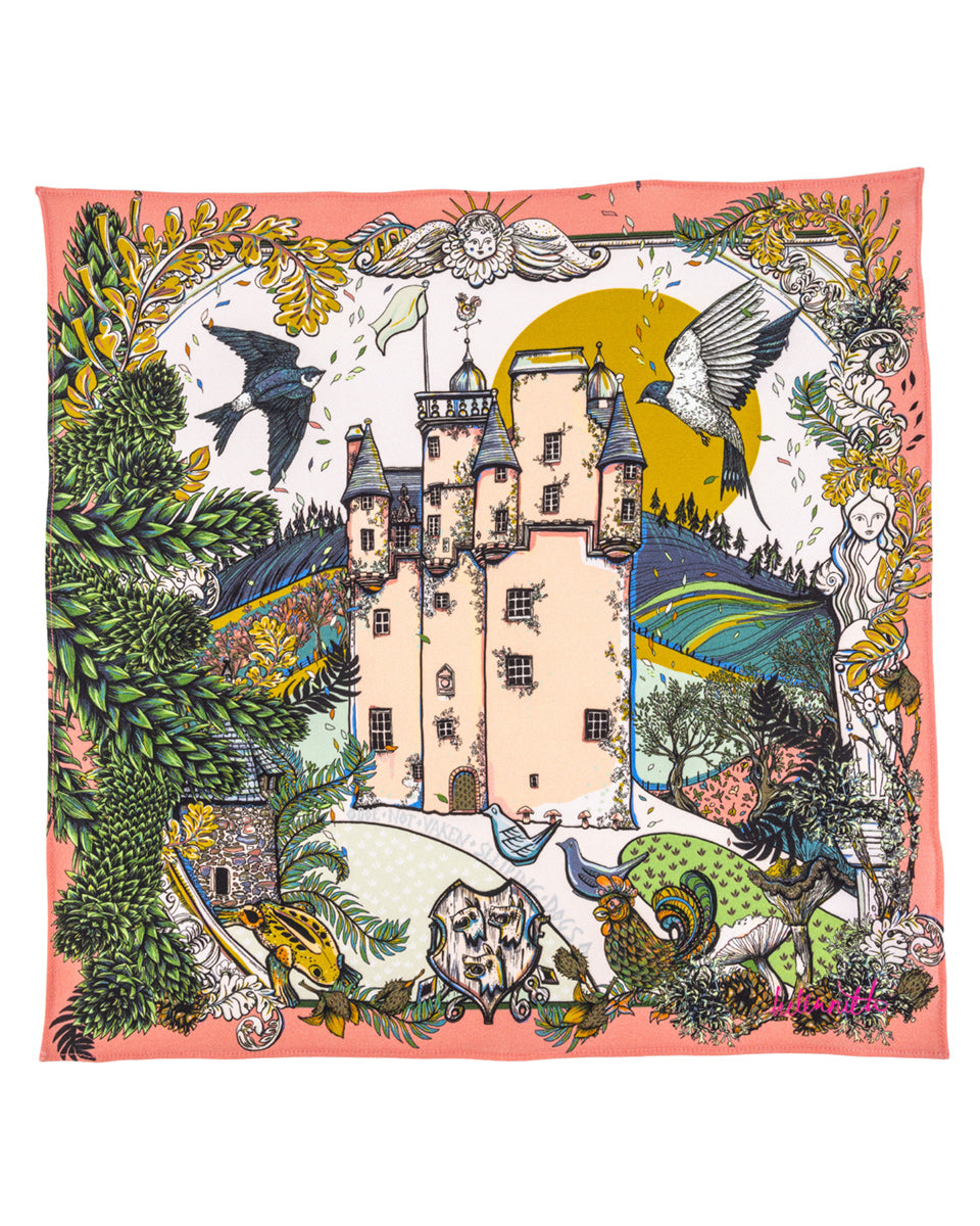 Pink Castle Silk Neckerchief by Helen Ruth