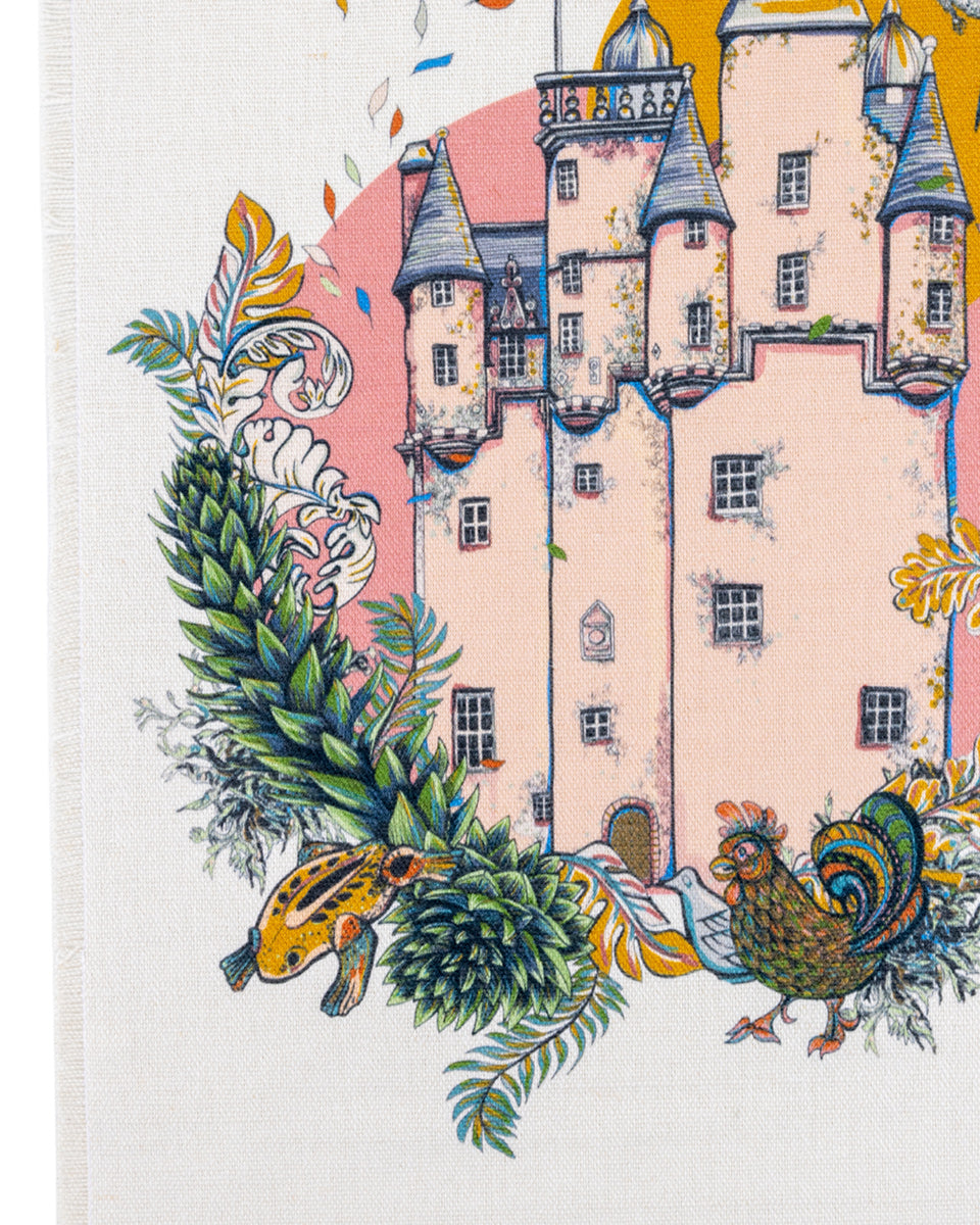 Pink Castle 100% Linen Print by Helen Ruth