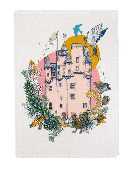 Pink Castle 100% Linen Print by Helen Ruth