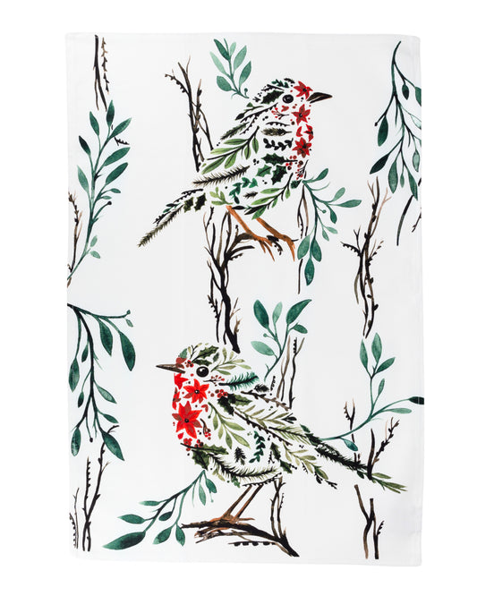 Sarah Leask Studio Christmas Robin Tea Towel