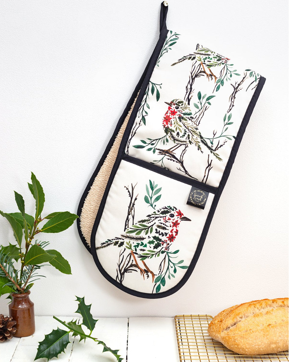 Sarah Leask Studio Christmas Robin Oven Gloves