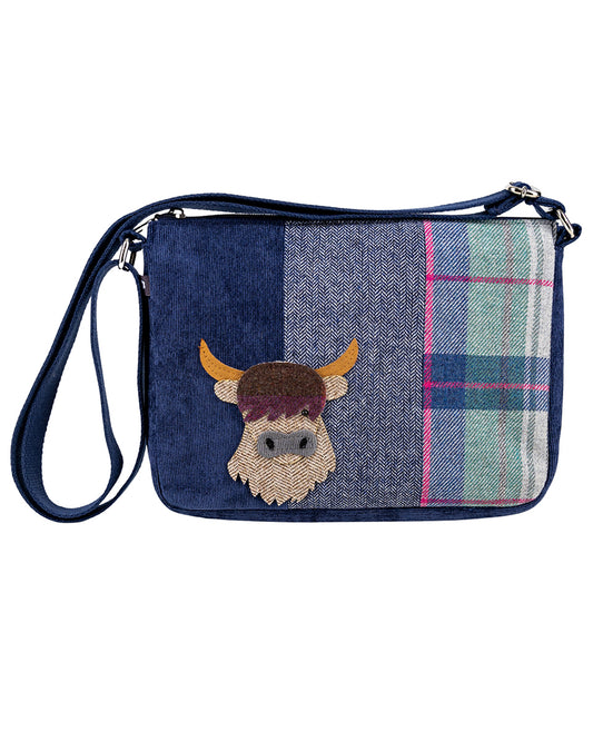 Drem Tweed Highland Cow Applique Messenger Bag - Earth Squared