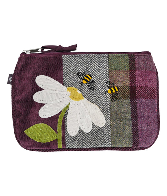 Gullane Tweed Purse featuring a flower and bumble bees