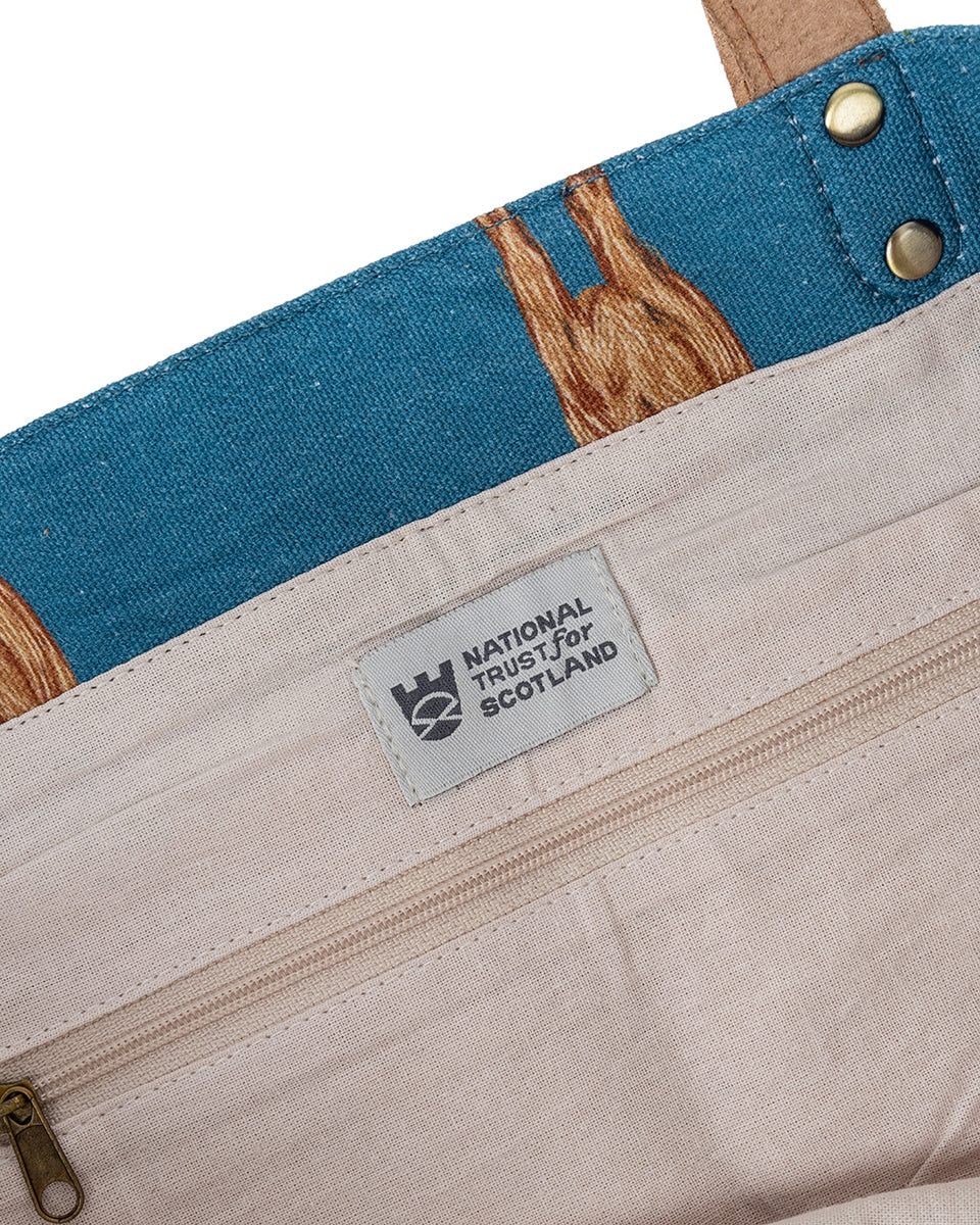 Teal Highland Cow Tote Bag