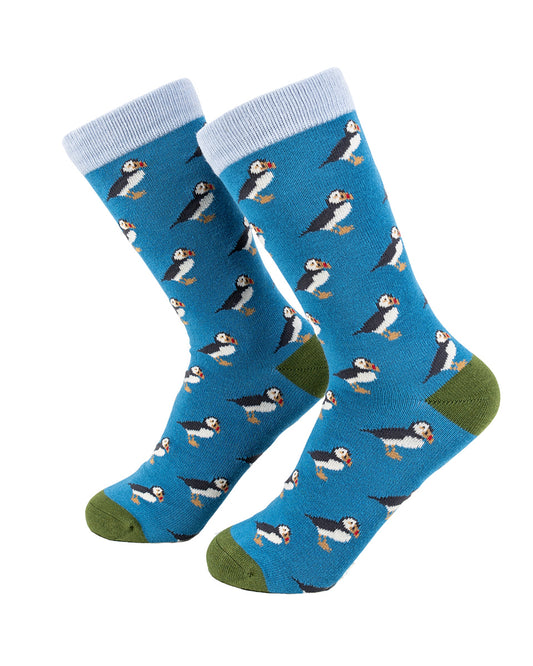 Bamboo Socks With Puffins Pattern