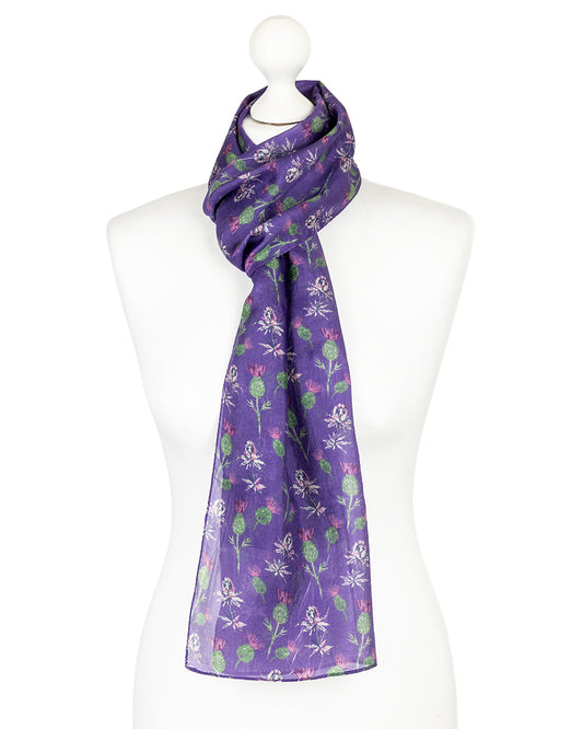 Purple Thistle Silk Scarf