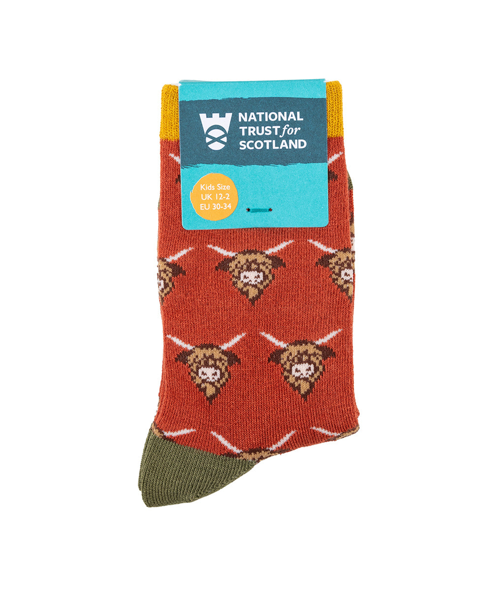 Bamboo Socks With Highland Cow Pattern - Kids