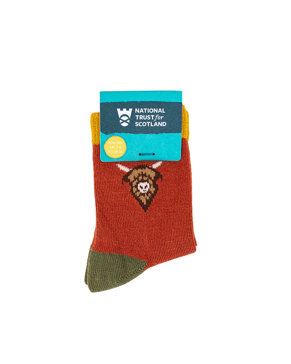 Bamboo Socks With Highland Cow Pattern - Kids