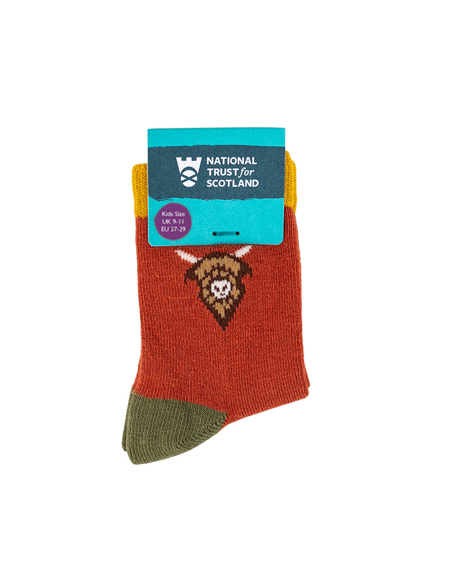 Bamboo Socks With Highland Cow Pattern - Kids