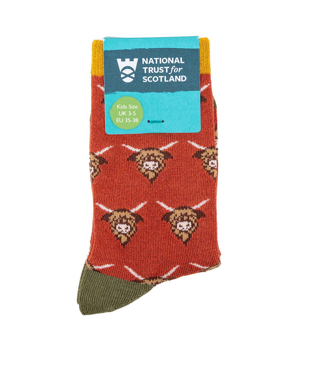 Bamboo Socks With Highland Cow Pattern - Kids